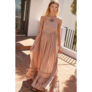Free People Endless Summer Extratropical Maxi Dress Halter Smocked S NEW 285136